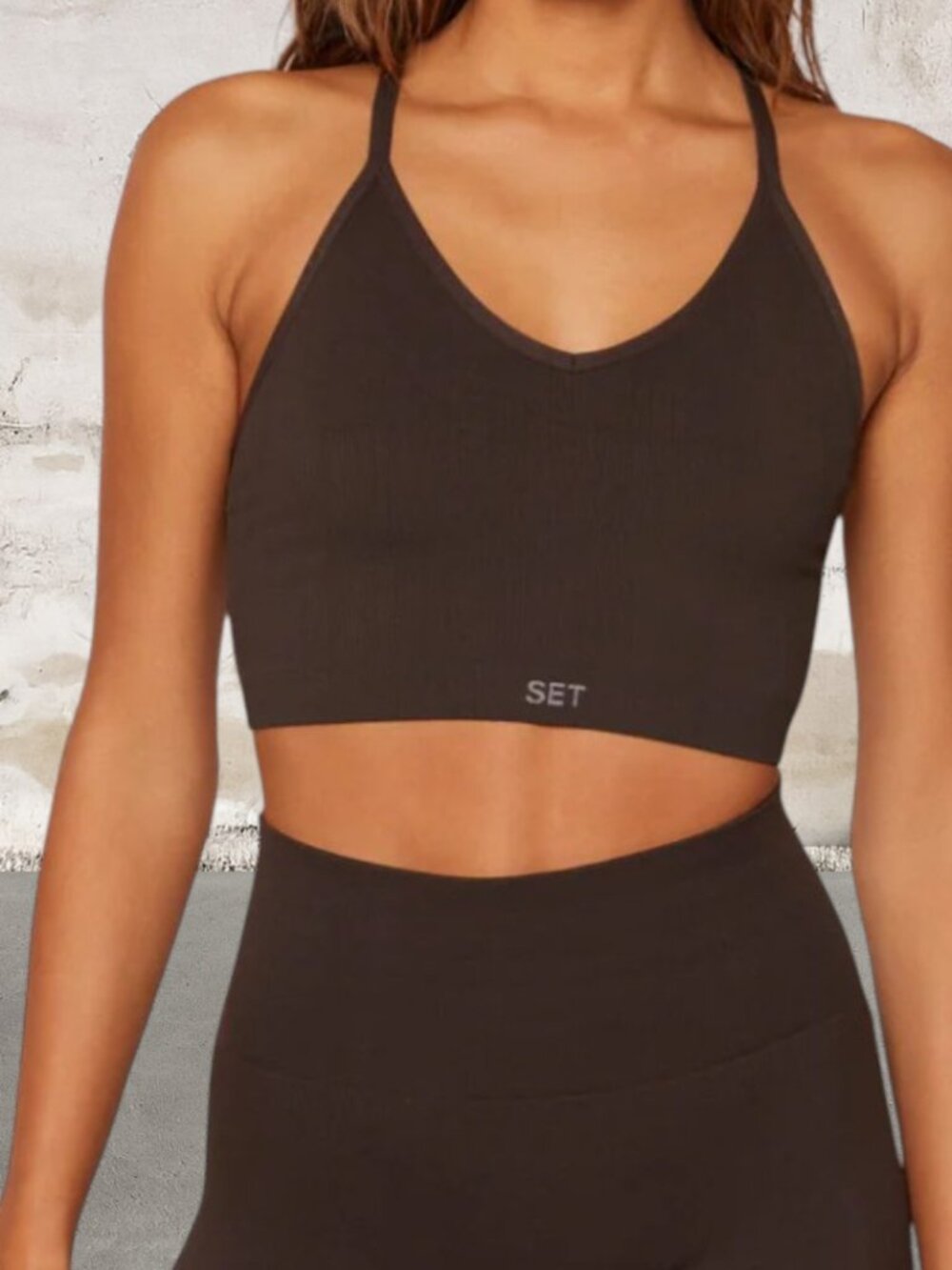 SET Active Black Sculptflex Ribbed V Bra Size Medium